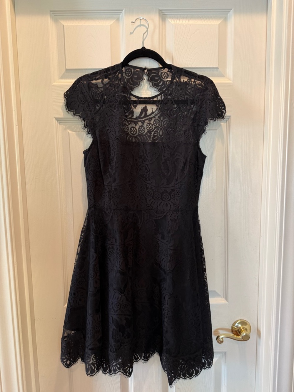 BB Dakota Black Lace Mini Dress with Cap Sleeves